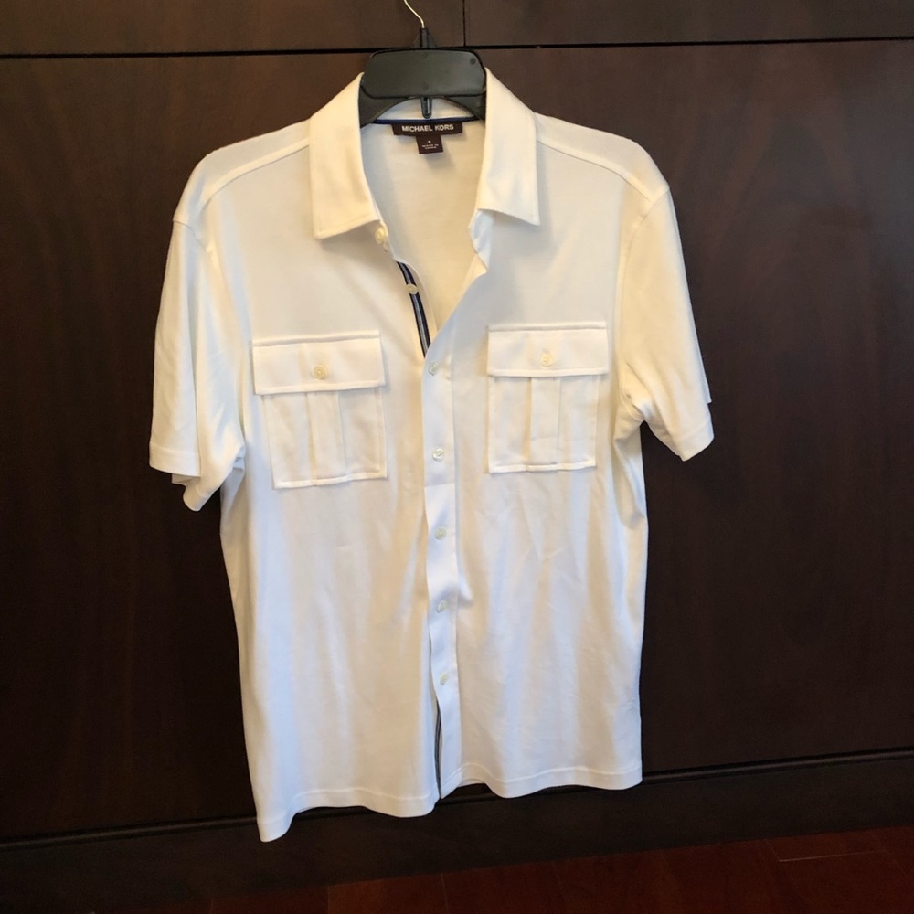 Michael Kors White Full Button-Up Polo, Never Worn